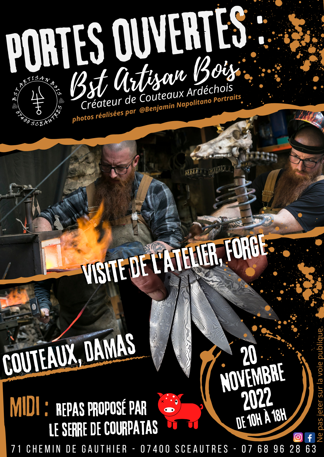 Dimanche 20 Novembre Portes Ouvertes chez BST Artisan Bois Créateur de Couteaux Ardéchois